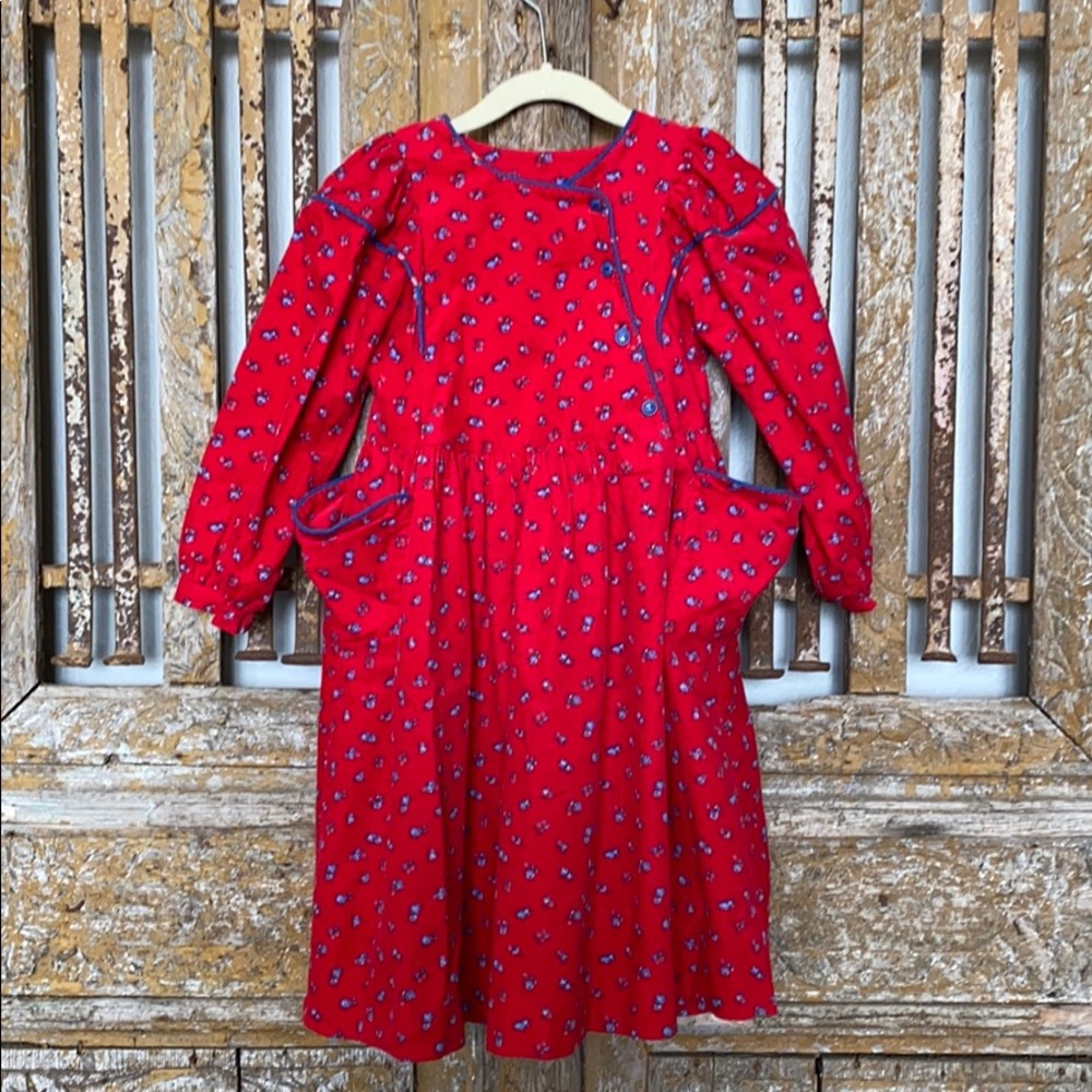 MOUSEFEATHERS VINTAGE RED CURDUROY DRESS 6